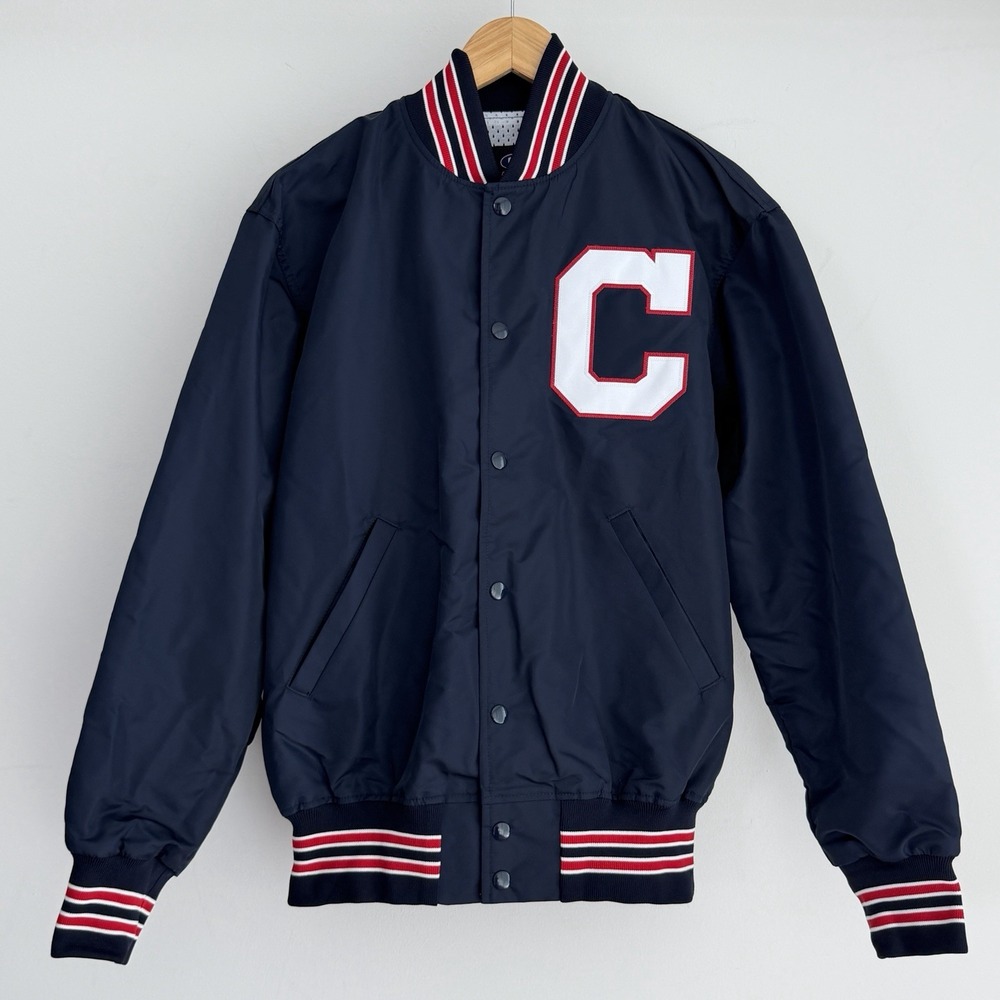 Vintage Cleveland Bomber Jacket S/M Blue Baseball Varsity Letterman College USA